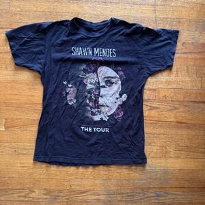 Shawn Mendes The Tour T-Shirt Graphic‎ Print Band Tee Black Medium